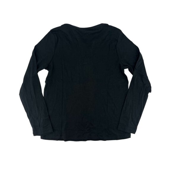 NEW Rafaella Split V-neck Long Sleeve Tee | Black - Picture 4 of 4